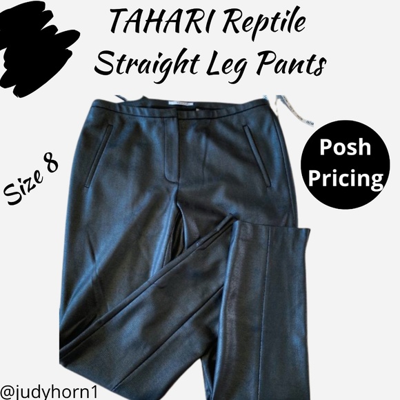 TAHARI Reptile Straight Leg Pants - Picture 1 of 12